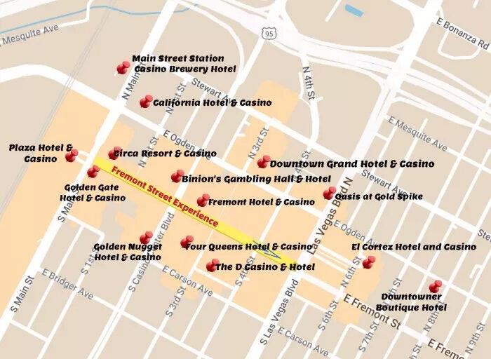 Fremont Street Experience Map Las Vegas Fremont Street Experience
